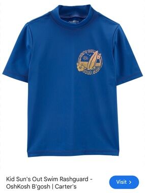 Carter's Blue Short-Sleeve Kids' Sun Rashguard with Surf Graphic | Size 12